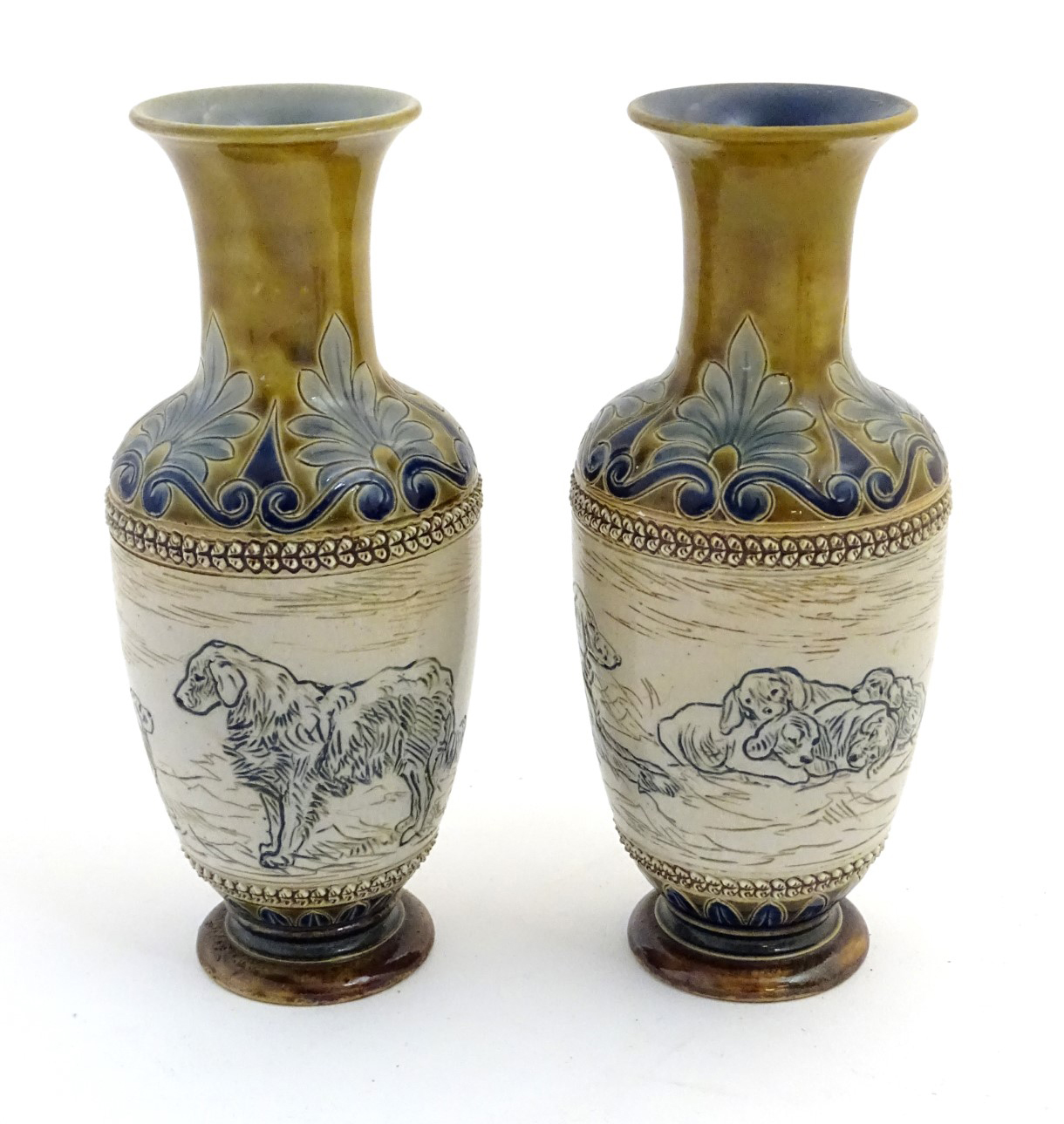 Pair Of Doulton Vases By Hannah Barlow Sold For £1050